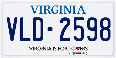 VA license plate VLD2598