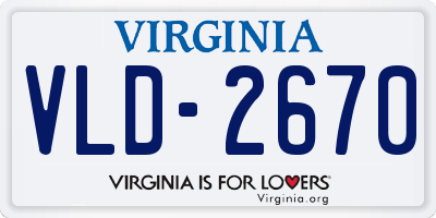 VA license plate VLD2670