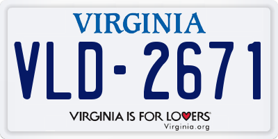 VA license plate VLD2671