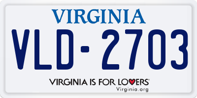 VA license plate VLD2703