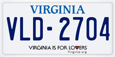 VA license plate VLD2704