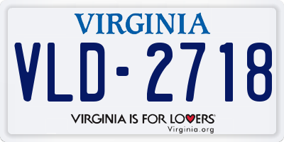 VA license plate VLD2718