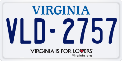 VA license plate VLD2757