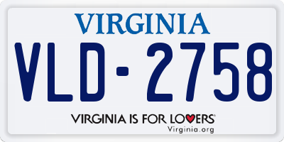 VA license plate VLD2758