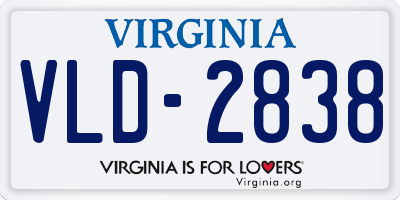 VA license plate VLD2838