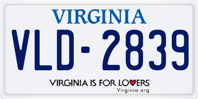 VA license plate VLD2839