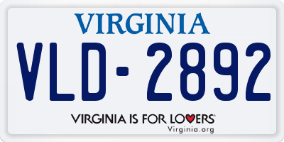 VA license plate VLD2892