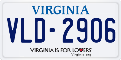 VA license plate VLD2906