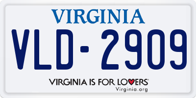 VA license plate VLD2909