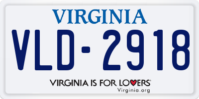 VA license plate VLD2918