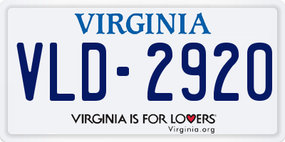 VA license plate VLD2920