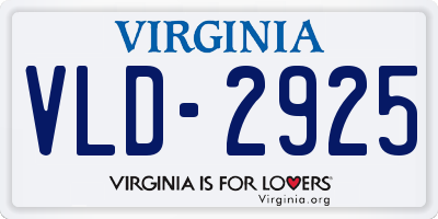 VA license plate VLD2925