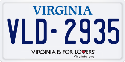VA license plate VLD2935
