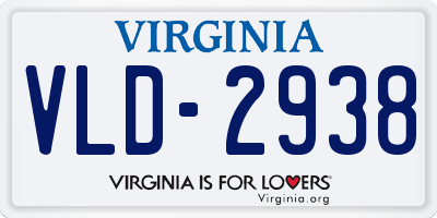 VA license plate VLD2938