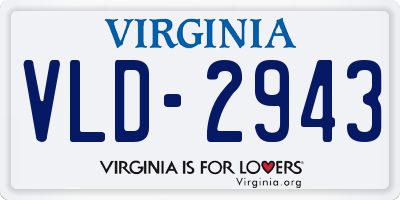 VA license plate VLD2943