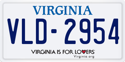 VA license plate VLD2954