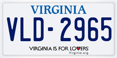 VA license plate VLD2965