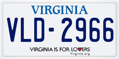 VA license plate VLD2966