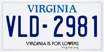VA license plate VLD2981