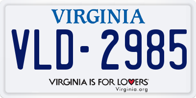 VA license plate VLD2985