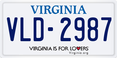 VA license plate VLD2987