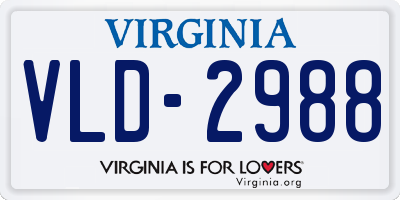 VA license plate VLD2988