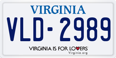 VA license plate VLD2989