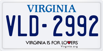 VA license plate VLD2992