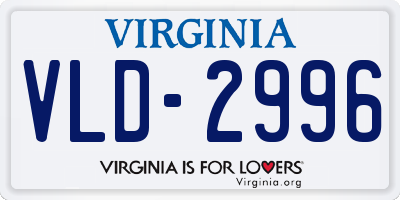 VA license plate VLD2996