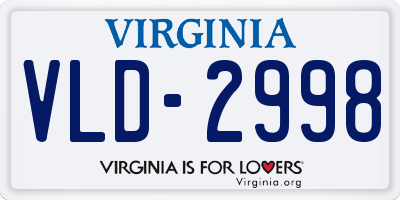 VA license plate VLD2998