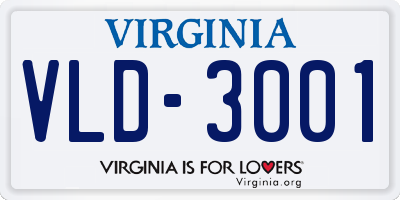 VA license plate VLD3001