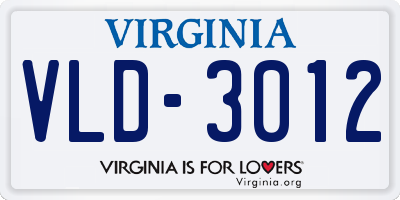 VA license plate VLD3012