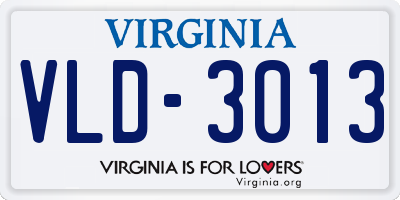VA license plate VLD3013