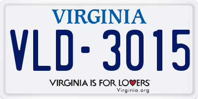 VA license plate VLD3015