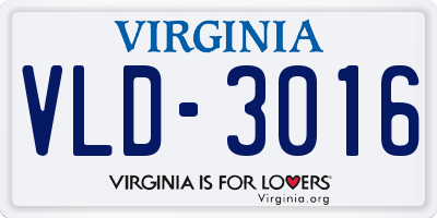 VA license plate VLD3016