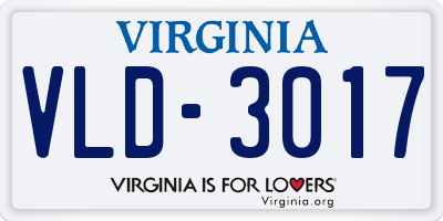 VA license plate VLD3017