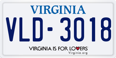 VA license plate VLD3018