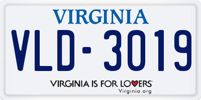 VA license plate VLD3019