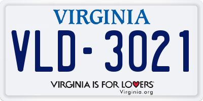 VA license plate VLD3021