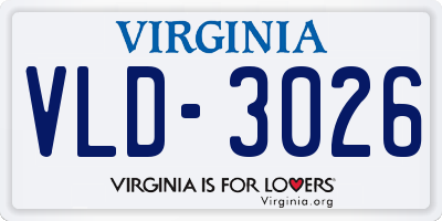VA license plate VLD3026