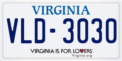VA license plate VLD3030