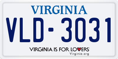 VA license plate VLD3031