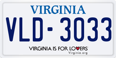 VA license plate VLD3033