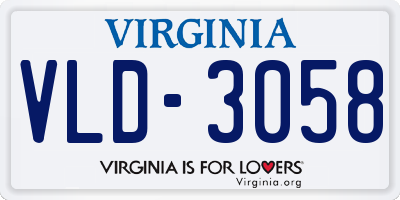 VA license plate VLD3058