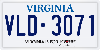 VA license plate VLD3071