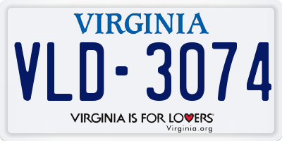 VA license plate VLD3074