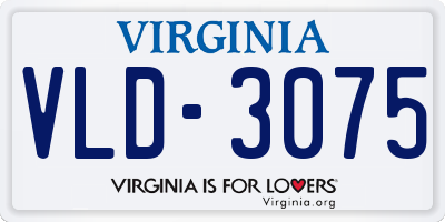 VA license plate VLD3075