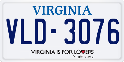 VA license plate VLD3076