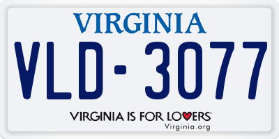 VA license plate VLD3077