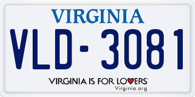 VA license plate VLD3081